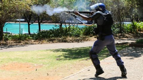 Protest leaders and professors have complained the police presence has militarized campuses throughout South Africa.