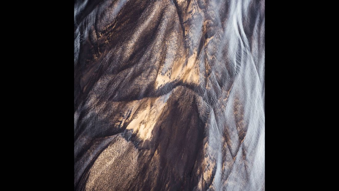 This aerial photograph of a glacial river in Iceland is part of Lieber's "Earth Patterns" series. 