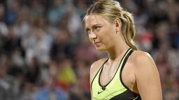 LAS VEGAS, NV - OCTOBER 10:  Tennis player Maria Sharapova stands on the court during the World TeamTennis Smash Hits charity tennis event benefiting the Elton John AIDS Foundation at Caesars Palace on October 10, 2016 in Las Vegas, Nevada.  (Photo by Ethan Miller/Getty Images)