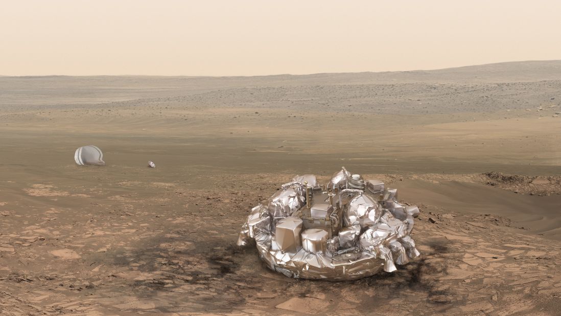 One of the aims of the mission is to test a<a href="http://exploration.esa.int/mars/47852-entry-descent-and-landing-demonstrator-module/" target="_blank" target="_blank"> landing craft called Schiaparelli</a>, pictured on Mars in this artist's impression.