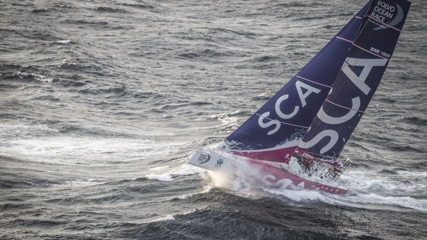 AT SEA - JUNE 09:  In this handout image provided by the Volvo Ocean Race, Team SCA passing by Costa da Morte - Coast of Death - in Spanish waters during the sailing of Leg 8 on June 8, 2015 between Lisbon, Portugal and L'Orient, France. The Volvo Ocean Race 2014-15 is the 12th running of this ocean marathon. Starting from Alicante in Spain on October 04, 2014, the route, spanning some 39,379 nautical miles, visits 11 ports in eleven countries (Spain, South Africa, United Arab Emirates, China, New Zealand, Brazil, United States, Portugal, France, The Netherlands and Sweden) over nine months. The Volvo Ocean Race is the world's premier ocean yacht race for professional racing crews. (Photo by Ainhoa Sanchez/Volvo Ocean Race via Getty Images)