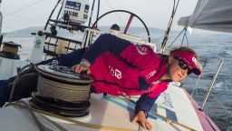 AT SEA - JUNE 08:  In this handout image provided by the Volvo Ocean Race, onboard Team SCA. Annie Lush looking for wind further off the coast during the sailing of Leg 8 from Lisbon to L'Orient on June 8, 2015 in Lisbon, Portugal. The Volvo Ocean Race 2014-15 is the 12th running of this ocean marathon. Starting from Alicante in Spain on October 04, 2014, the route, spanning some 39,379 nautical miles, visits 11 ports in eleven countries (Spain, South Africa, United Arab Emirates, China, New Zealand, Brazil, United States, Portugal, France, The Netherlands and Sweden) over nine months. The Volvo Ocean Race is the world's premier ocean yacht race for professional racing crews. (Photo by Anna Lena Elled/Team SCA via Getty Images)