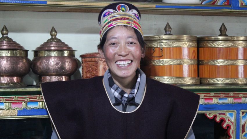 La Mu runs an inn four tourists out of her home in a small Tibetan village. She received government subsidies to do so. She was the only Tibetan CNN was given permission to speak to on our tour.
