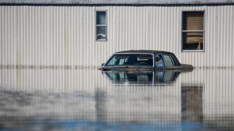 A residence is inundated with floodwaters from the Lumber River in Fair Bluff, North Carolina.