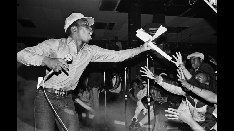 The Almighty Kay Gee, of the hip-hop group the Cold Crush Brothers, performs in New York in 1981. Joe Conzo's photography is considered a huge inspiration for the aesthetic of the Netflix series "The Get Down," which tracks the early stages of hip-hop music. "This was pre-Internet, pre-social media, pre-everything," Conzo said.