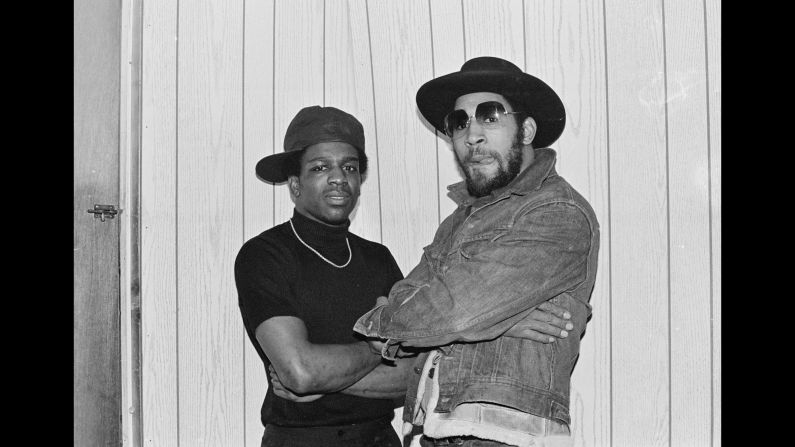 Tony Tone, left, and DJ Kool Herc pose backstage at T-Connection in 1979. Kool Herc, is often called the father of hip-hop music. "He hates that picture because his tongue is sticking out," Conzo said.
