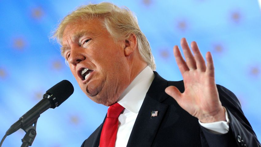 OCALA, FL - OCTOBER 12:  Republican presidential nominee Donald Trump speaks during a rally at Southeastern Livestock Pavillion on October 12, 2016 in Ocala, Florida. Trump made multiple campaign stops in Florida today, a key battleground state in the upcoming election. (Photo by Gerardo Mora/Getty Images) 