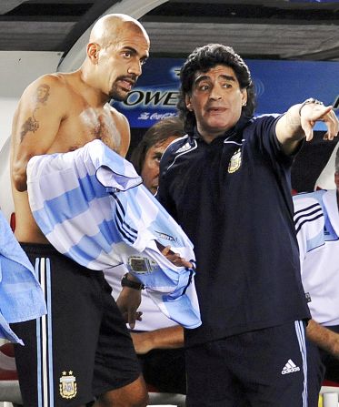 Maradona coached Argentina's national football team from 2008-2010, for whom Veron gained 78 caps before retiring in 2010.  
