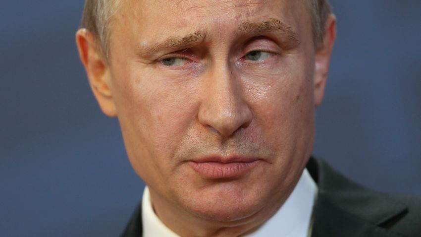 BUDAPEST, HUNGARY - FEBRUARY 17: Russian President Vladimir Putin speaks to the media with Hungarian Prime Minister Viktor Orban at Parliament on February 17, 2015 in Budapest, Hungary. Putin is in Budapest on a one-day visit, his first visit to an EU-member country since he attended ceremonies marking the 70th anniversary of the D-Day invasions in France in June, 2014. (Photo by Sean Gallup/Getty Images)