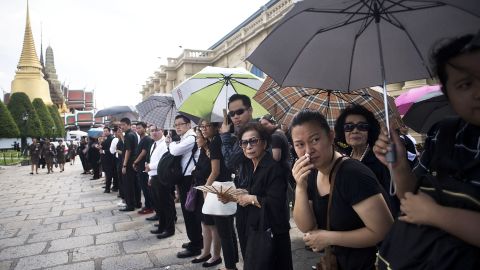 Thai people attend royal bathing ceremony at The Grand Palace.