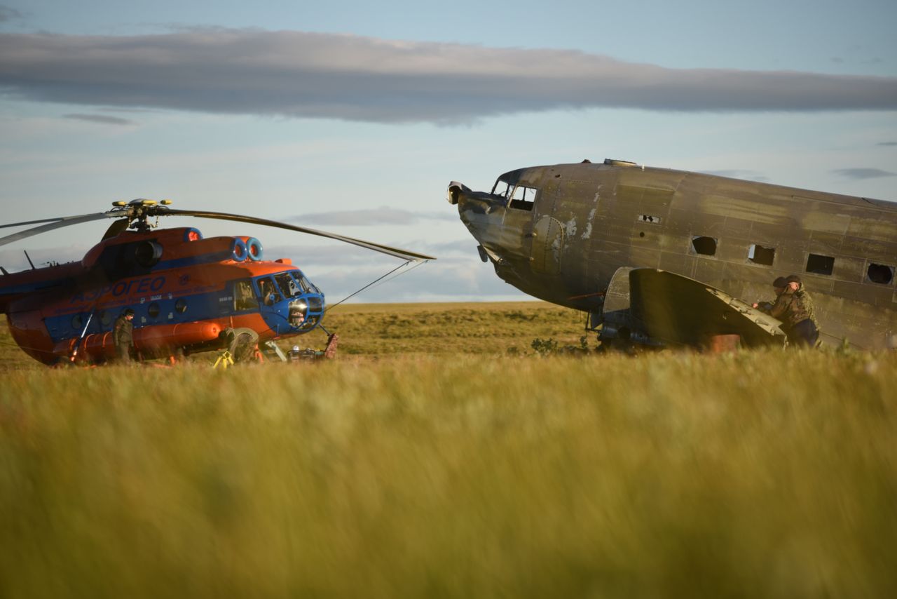This summer, a group organized by the Russian Geographical Society set out to salvage the wrecked plane. They brought it in pieces from the Siberian tundra back to Krasnoyarsk, Russia.