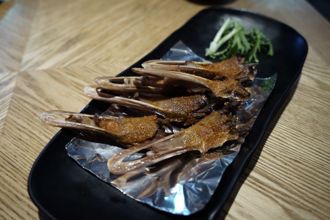 An experience that's more about the flavor than the meat, duck chins have a texture not unlike squid, but bonier.