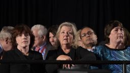 Bill Clinton accusers Kathleen Willey (L), Juanita Broaddrick (C) and rape victim Kathy Shelton are seated for the second presidential debate between Republican presidential nominee Donald Trump and Democratic contender Hillary Clinton at Washington University in St. Louis, Missouri on October 9, 2016. / AFP / MANDEL NGAN        (Photo credit should read MANDEL NGAN/AFP/Getty Images)