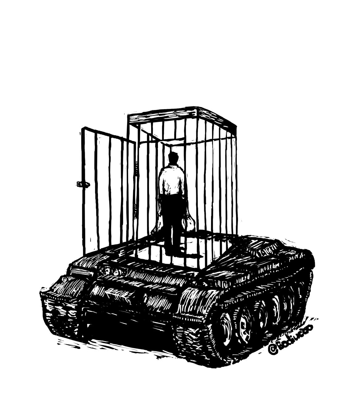 Satiral cartoonist Badiucao drew this image to mark Miao's anticipated release. There are no pictures of him in the public domain. 