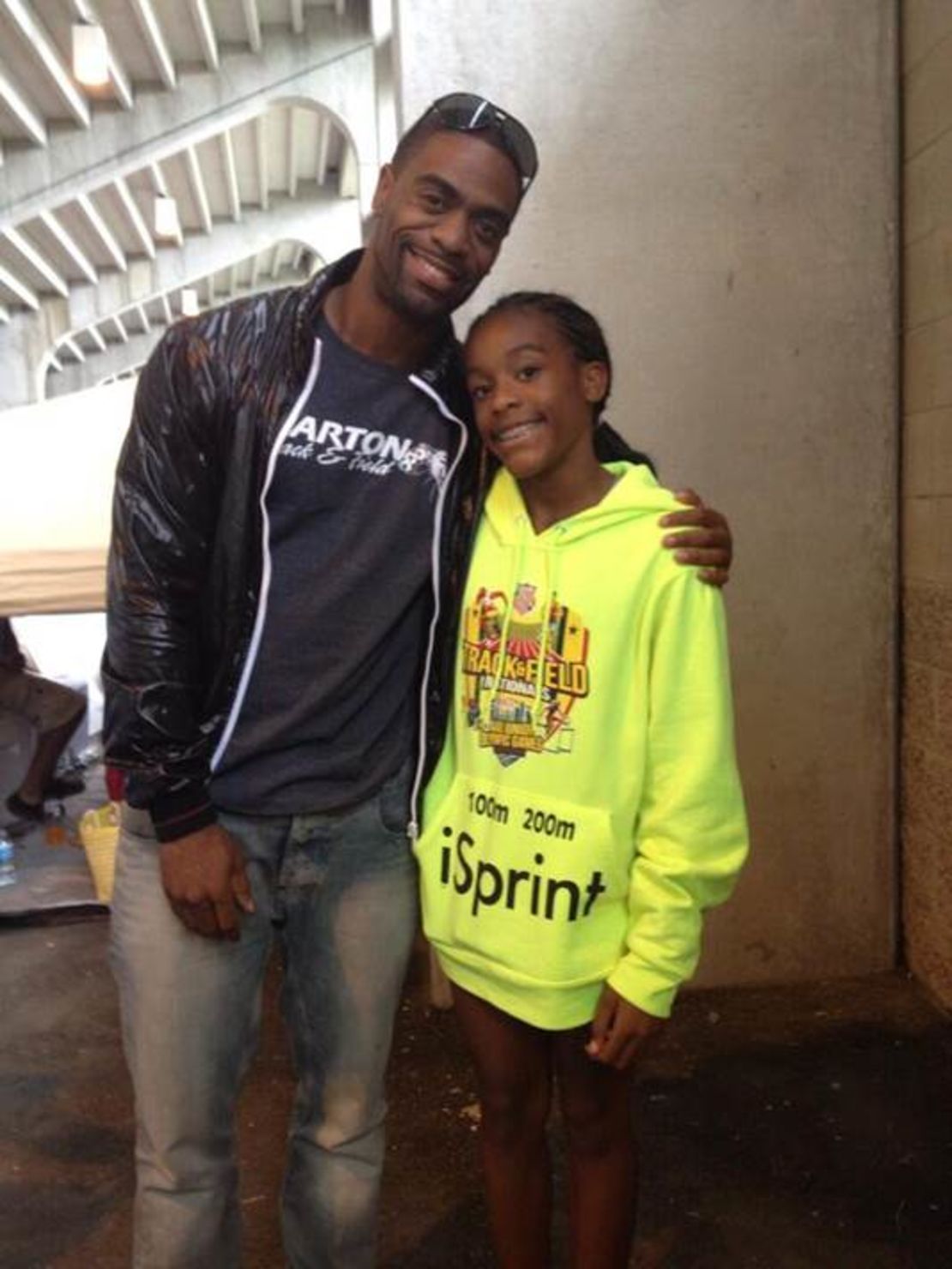 Tyson Gay poses with daughter Trinity in a photo he posted to his Twitter account in 2013. 