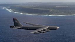 A U.S. Air Force B-52H Stratofortress strategic bomber from the 96th Expeditionary Bomb Squadron during exercise Cope North in 2015 off the coast of Guam. 