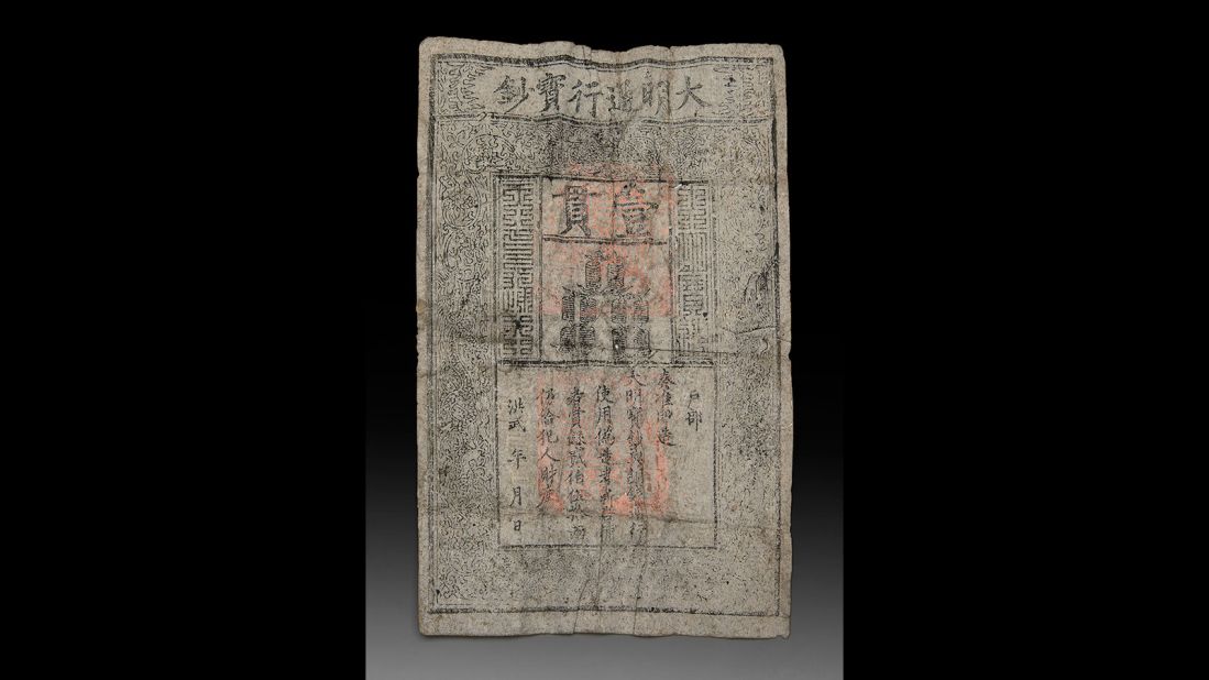 Its face value was worth roughly $98 at the time of its circulation and the 700-year-old banknote is believed to have been handmade during China's Ming dynasty. Together, the banknote and sculpture sold for  $48,032 AUD ($35,806 USD). 