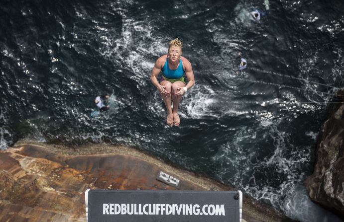 Meet the athletes who throw themselves into the sea. The Cliff Diving World Series sees some of the world's most fearless competitors acrobatically descend from heights of up to 28 meters. Here, American Cesilie Carlton, placed third in the 2016 women's standings, plunges into the water from 21.5m on October 16.