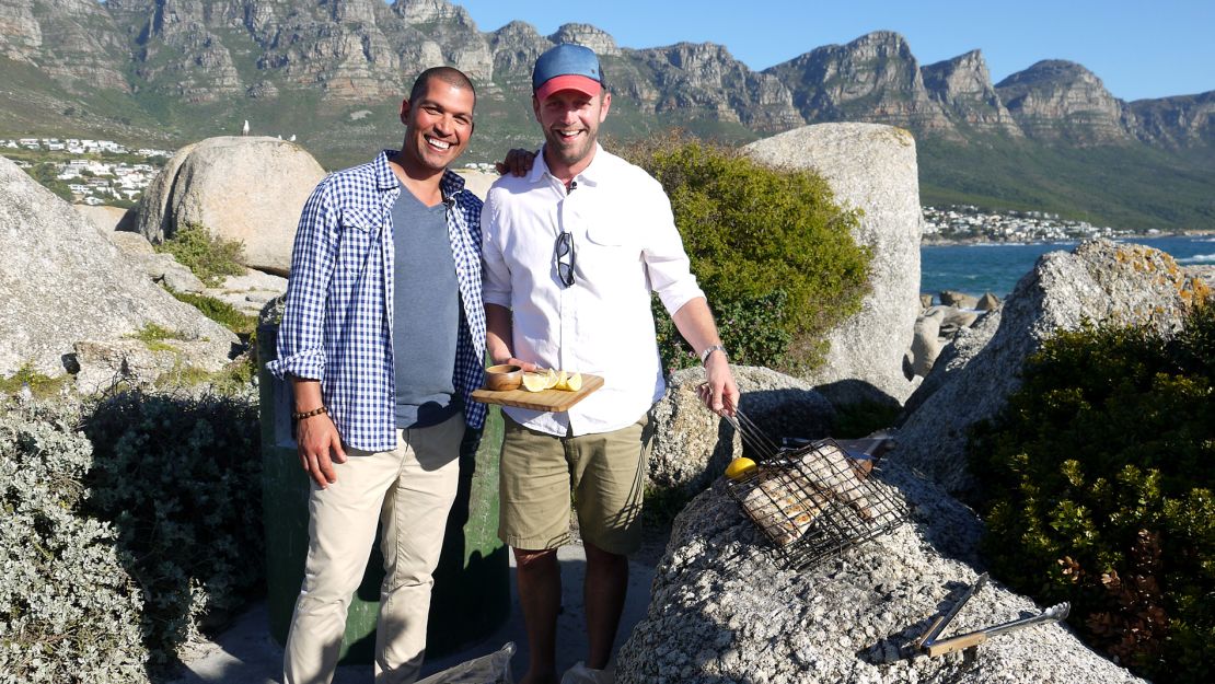 Riffel meets Jan Scannell -- founder of South Africa's Braai Day -- while filming "Culinary Journeys."