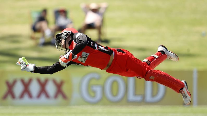 Alex Carey catches a ball during a one-day cricket match in Sydney between South Australia and New South Wales on Wednesday, October 12.