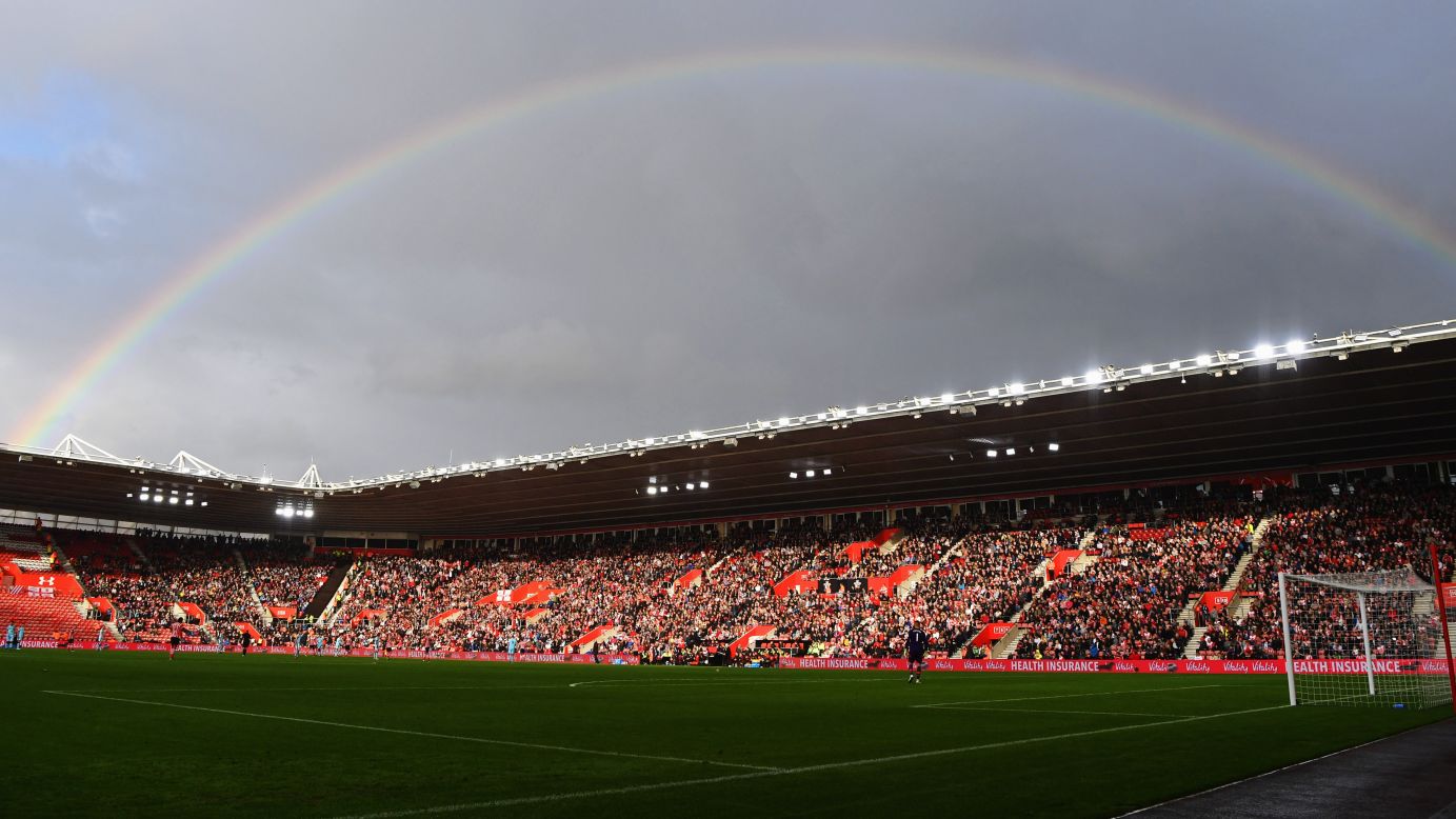 A rainbow is seen over St. Mary's Stadium during a Premier League match in Southampton, England, on Sunday, October 16. <a href="http://www.cnn.com/2016/10/11/sport/gallery/what-a-shot-sports-1011/index.html" target="_blank">See 35 amazing sports photos from last week</a>