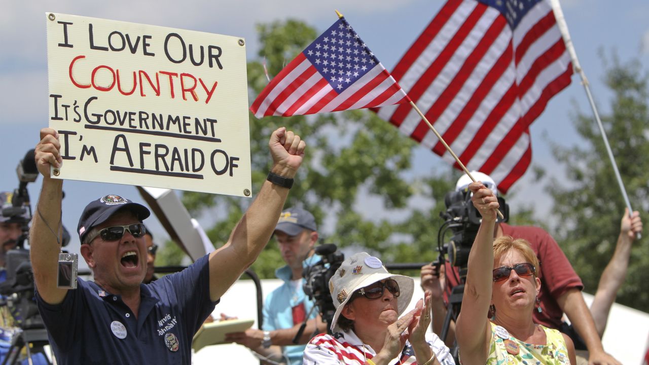 The "love it or leave it" attitude that has defined traditional patriotism has been seen at tea party rallies like this one in Philadelphia in 2010.