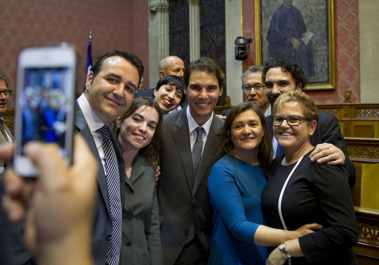 Nadal with friends during the ceremony in Palma.