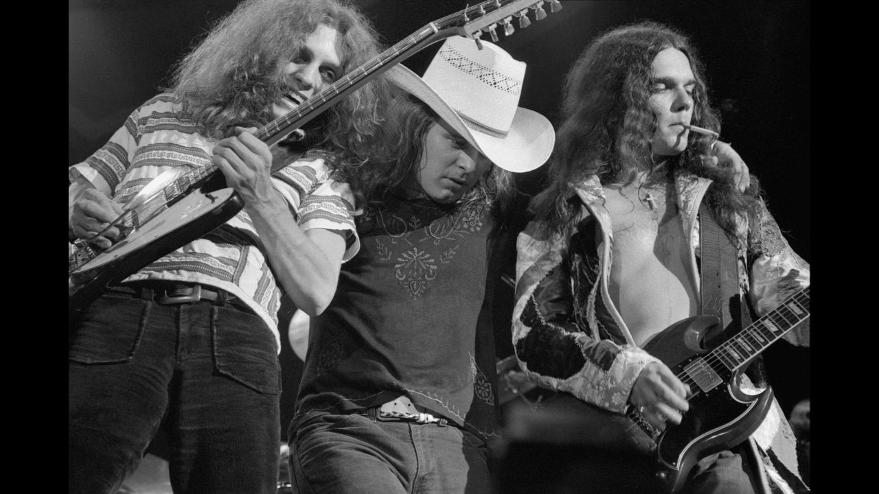 From left, Collins, Van Zant and Rossington perform in New York. The band's "three-guitar lineup gave them an uncommon musical muscle, while their down-to-earth songs spoke plainly and honestly from a working-class Southerner's perspective," says <a href="https://www.rockhall.com/inductees/lynyrd-skynyrd" target="_blank" target="_blank">their Hall of Fame biography.</a>