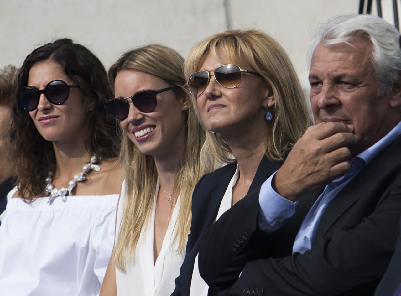 Nadal's loved ones attended the October 19 launch of the academy: (L-R) His partner Xica Perello, sister Maribel, mother Joana Maria and father Sebastian.