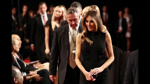 Trump's wife, Melania, arrives for the event.