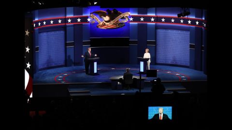 Trump speaks during the debate -- the third of three presidential debates this year. It took place 20 days before Election Day.