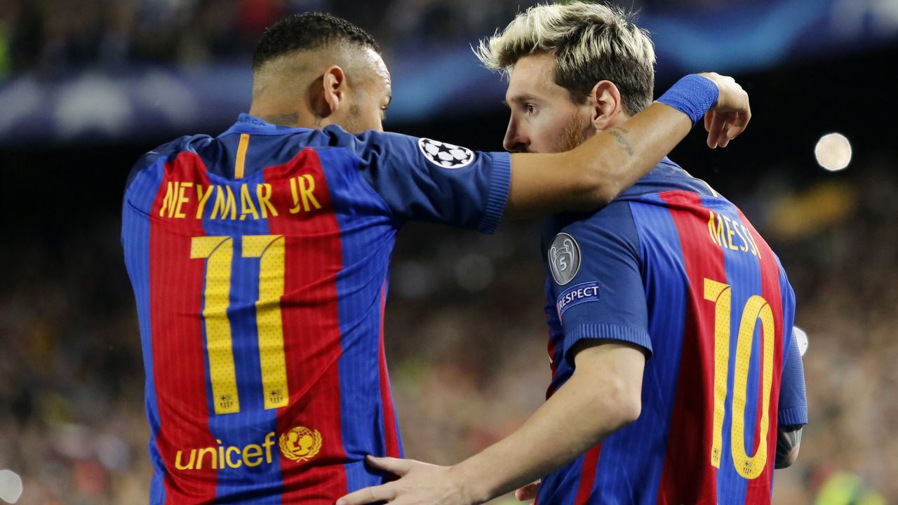 Neymar plays alongside Messi for Barcelona.