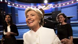 Democratic presidential candidate Hillary Clinton following the third presidential debate in Las Vegas, Nevada, October 19, 2016.