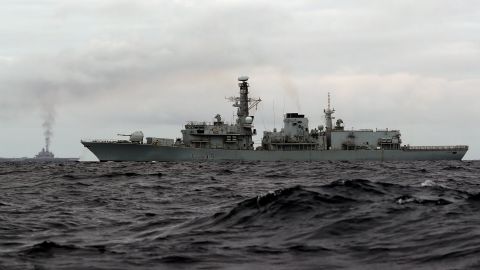 Russian aircraft carrier Admiral Kuznetsov with HMS Richmond.