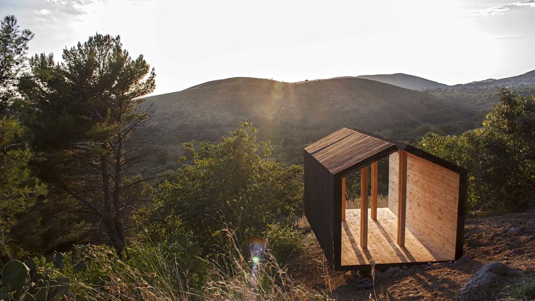 This cabin -- which is used as a place for meditation and prayer -- is an open-air space made to resemble the outline of a traditional home. 