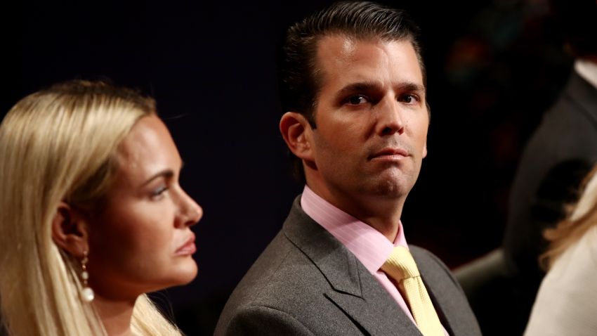LAS VEGAS, NV - OCTOBER 19:  Donald Trump Jr. and his wife Vanessa Trump wait for the start of the third U.S. presidential debate at the Thomas & Mack Center on October 19, 2016 in Las Vegas, Nevada. Tonight is the final debate ahead of Election Day on November 8.  (Photo by Win McNamee/Getty Images)