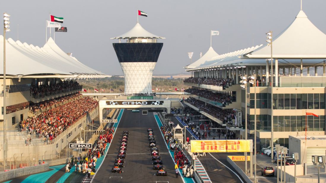 The Abu Dhabi circuit, inaugurated in 2009, is the only motorsports venue in the world with covered and shaded grandstands. Photo: Yas Marina Circuit.