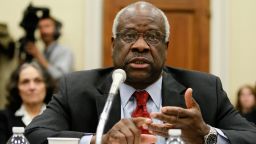 U.S. Supreme Court Justice Clarence Thomas testifies during a hearing before the Financial Services and General Government Subcommittee of the House Appropriations Committee April 15, 2010 on Capitol Hill in Washington, DC. 