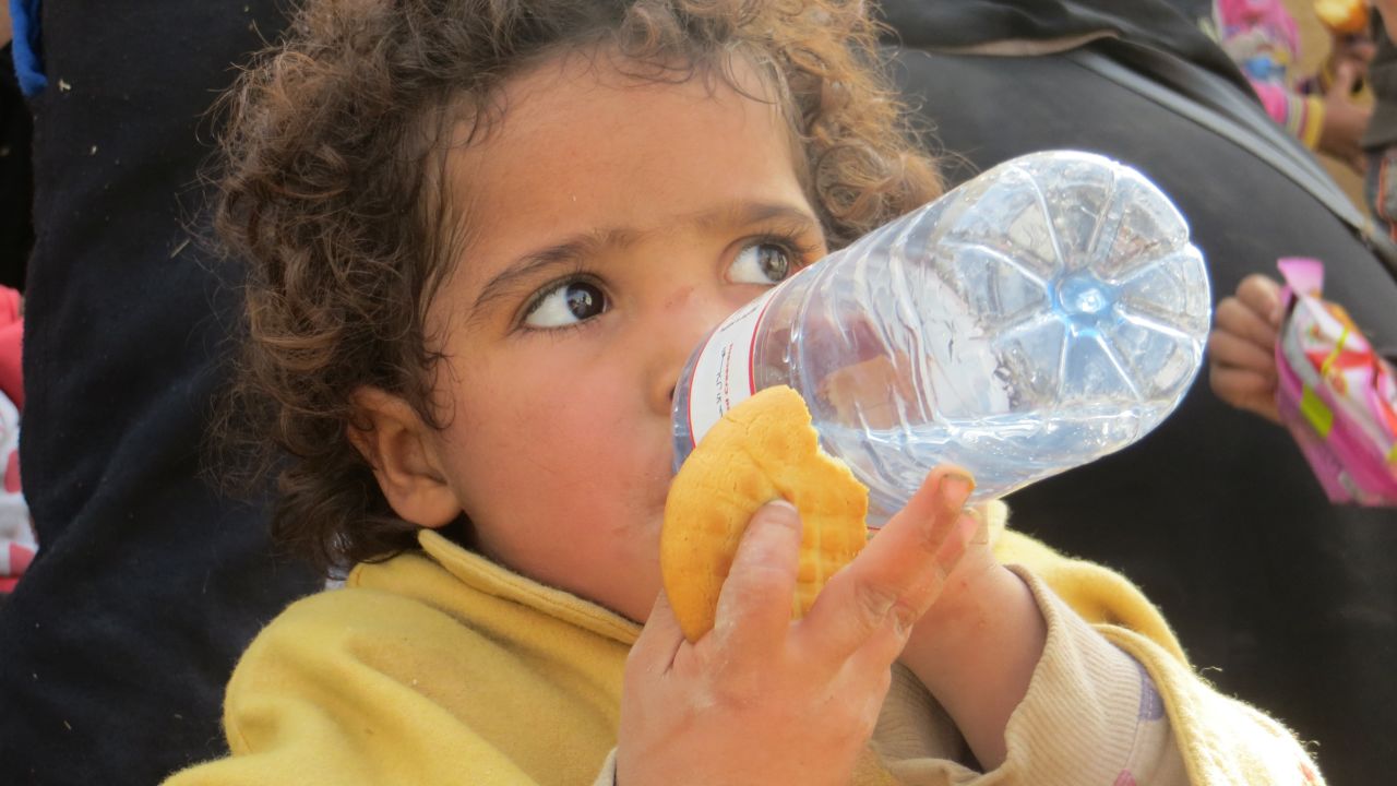 A newly-arrived child at Debaka Camp near Irbil in Iraq.