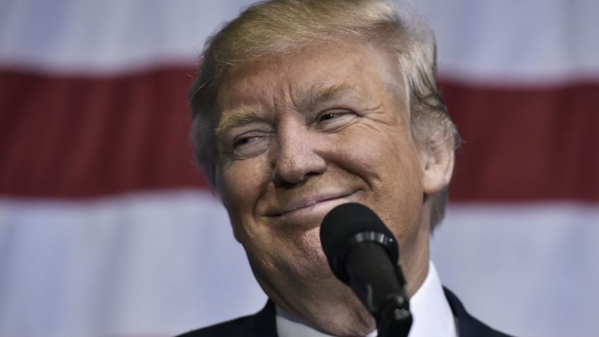 Republican presidential nominee Donald Trump speaks during a rally at the Delaware County Fair in Delaware, Ohio on October 20, 2016. / AFP / MANDEL NGAN        (Photo credit should read MANDEL NGAN/AFP/Getty Images)