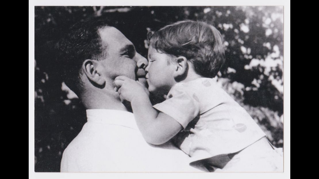 John with his father just before World War II. His father was was killed in 1944 by Hungarian Nazis when John was 6.