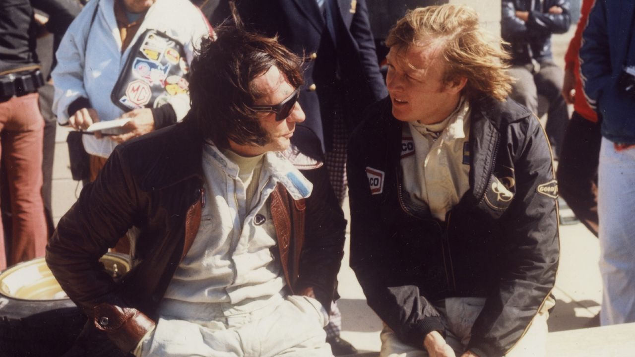 Jackie Stewart (left) at Watkins Glen in 1972. 
