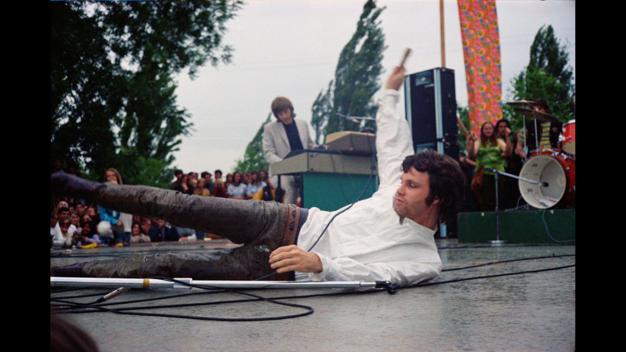Jim Morrison, frontman for The Doors, falls onto the stage floor at the Santa Clara Folk Rock Festival in 1968. At the time, Zagaris was still in law school and working for Robert Kennedy's presidential campaign. He called in sick to go to the show, which cost $3.50 to attend. It also featured artists such as the Grateful Dead, Janis Joplin, Ravi Shankar, The Youngbloods, Country Joe and the Fish, Jefferson Airplane and others.