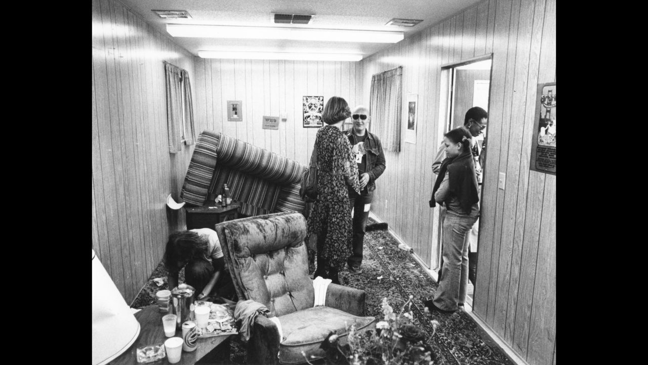 The dressing room of Keith Moon, in utter disarray. The Who's drummer was notorious for trashing hotel rooms and being a prankster. "I loved being around him, as long as I didn't have to pay the legal bills," Zagaris said.