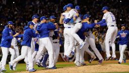 CHICAGO, IL - OCTOBER 22:  The Chicago Cubs celebrate defeating the Los Angeles Dodgers 5-0 in game six of the National League Championship Series to advance to the World Series against the Cleveland Indians at Wrigley Field on October 22, 2016 in Chicago, Illinois.  (Photo by Jamie Squire/Getty Images)