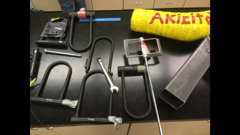 Law enforcement seized items protesters used to attach themselves to vehicles.