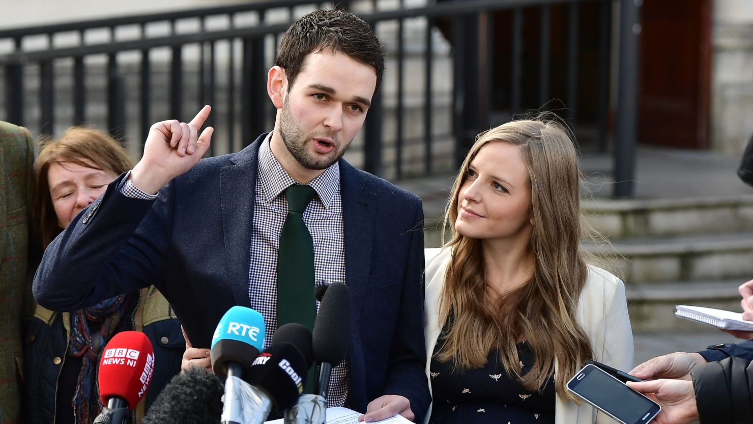 Daniel McArthur, managing director of Ashers Bakery, and his wife Amy McArthur spoke to journalists after the ruling Monday.