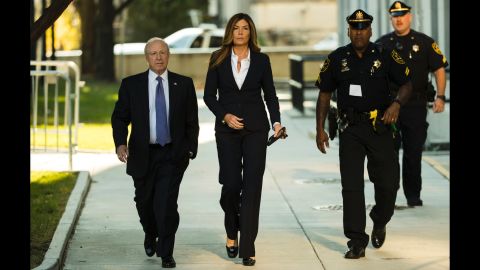 Former Pennsylvania Attorney General Kathleen Kane arrives at the Montgomery County courthouse for her scheduled sentencing hearing in Norristown on Monday, October 24. 
