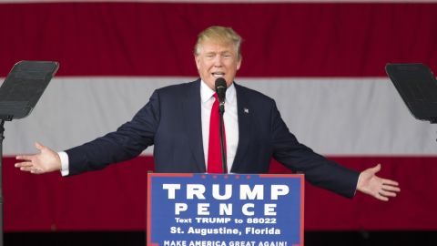 Republican presidential nominee Donald Trump speaks during a rally at the St. Augustine Amphitheater on October 24, 2016 in St. Augustine, Florida.