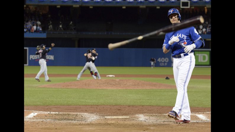 Toronto shortstop Troy Tulowitski throws his bat after he popped out to end the American League Championship Series on Wednesday, October 19. Toronto was eliminated by the Cleveland Indians, <a href="index.php?page=&url=http%3A%2F%2Fwww.cnn.com%2F2016%2F10%2F24%2Fopinions%2Fcleveland-chicago-world-series-downey%2Findex.html" target="_blank">who will be seeking their first World Series title since 1948.</a>